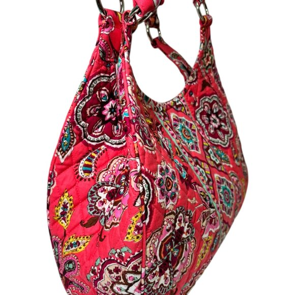Vera Bradley Call Me Coral Large Hobo Purse Shoulder Bag Paisley Retired Y2K - Picture 3 of 8